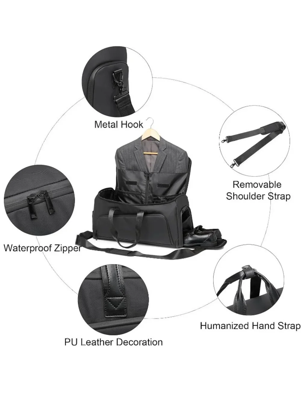 3-in-1 Convertible Travel Garment Bag |Carry On Suit Duffle Bag with Shoe Pocket